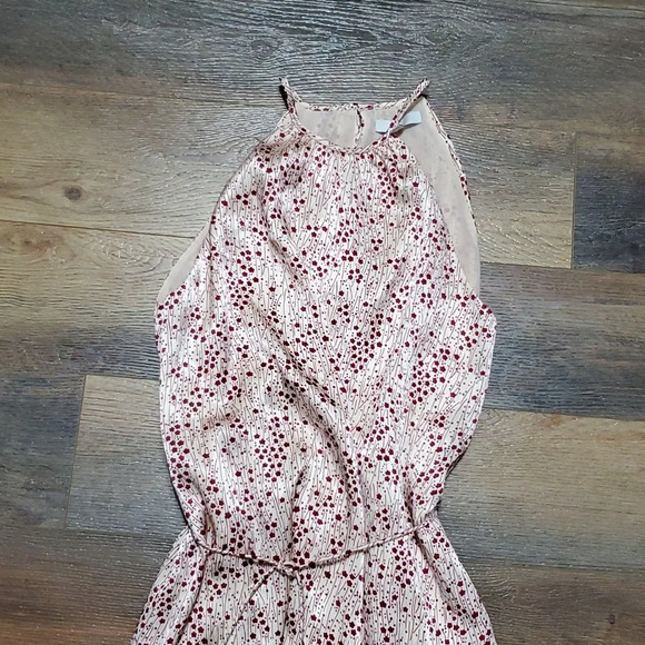 Joie red floral on cream tie waist single side split maxi halter top dress - Picture 2 of 9